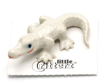 White Alligator "Luke" - miniature porcelain figurine