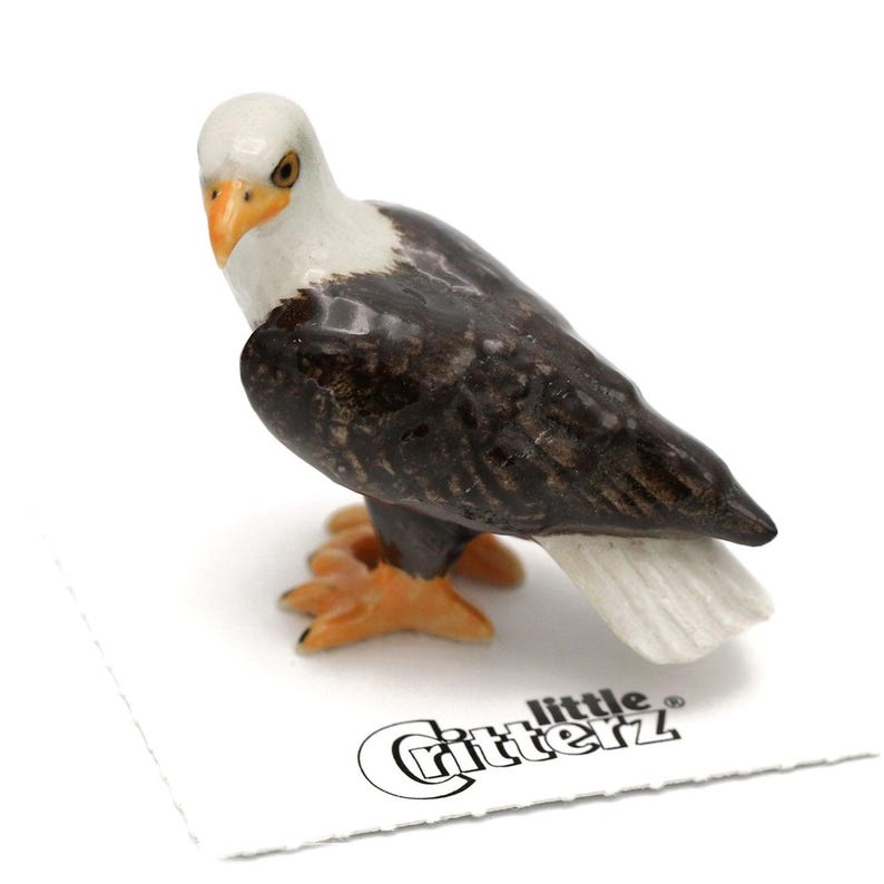Little Critterz Bald Eagle "Freedom" Bird - Handcrafted Home Decor Bird Birthday Gift Decorative Figurine - Miniature Porcelain Figurine image 1