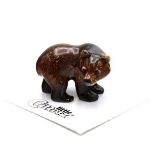 Little Critterz Bear Grizzly Bear Cub &quot;Yukon&quot; - Home Decor Animal Decorative Figurine - Miniature Porcelain Figurine