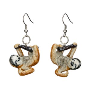 Little Critterz Jewelry Multicolor Eagles Sloth Animal - Hand-painted Decorative Figurine - Porcelain Earrings Jewelry