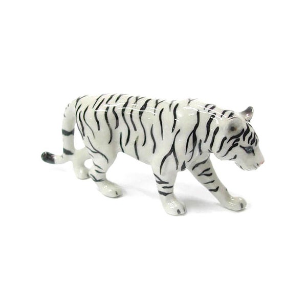 Northern Rose White Tiger Animal - Miniature Porcelain Figurine