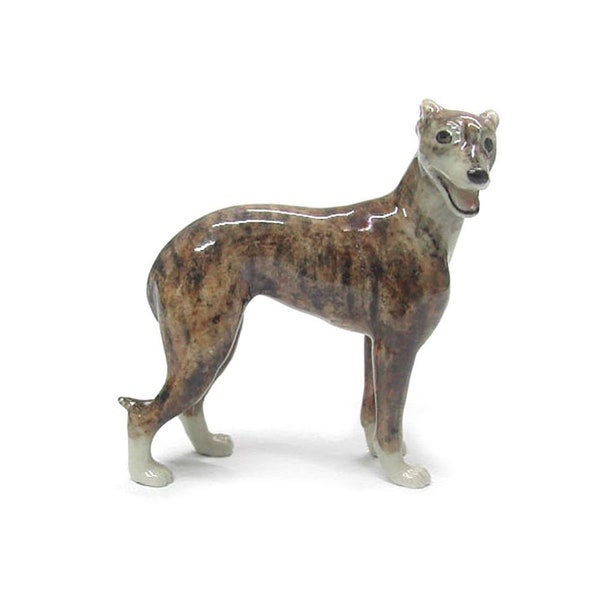 Northern Rose Brindle Greyhound - Miniature Porcelain Figurine
