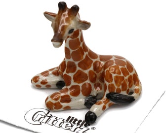 Little Critterz Giraffe Calf "Aerial" Animal - Miniature Porcelain Figurine