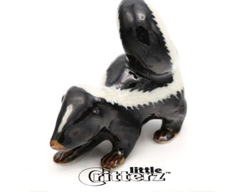 Little Critterz Black Skunk "Stinker" Collectibles - Home Decor Animal Birthday Gift Decorative Figurine - Miniature Porcelain Figurine