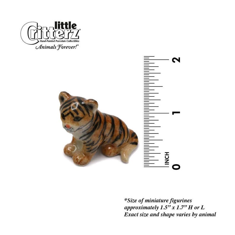 Little Critterz Brown Tiger Siberian Tiger Cub Hope - Home Decor Animal Birthday Gift Decorative Figurine - Miniature Porcelain Figurine image 2