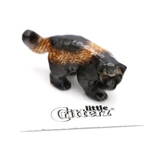 Little Critterz Black & Brown Wolverine &quot;Gulo&quot; - Handcrafted Home Decor Animal Decorative Figurine - Miniature Porcelain Figurine