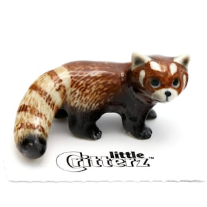 Little Critterz Brown Raccoon Panda "Firefox" - Home Decor Animal Birthday Gift Collectible Figurine - Miniature Porcelain Figurine