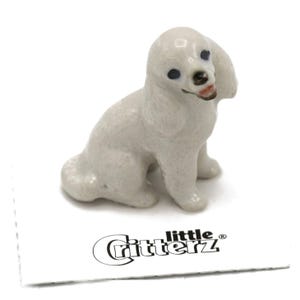 Little Critterz White Dog - Poodle &quot;Bella&quot; - Miniature Porcelain Figurine