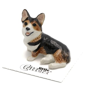 Little Critterz Dog Cardigan Corgi &quot;Taffy&quot; - Home Decor Animal Birthday Gift Decorative Figurine - Miniature Porcelain Figurine