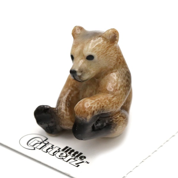 Little Critterz Bear - Brown Bear Cub "Bernie" - miniature porcelain figurine
