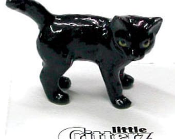 Little Critterz Black Cat Kitten "Onyx" - Handcrafted Home Decor Animal Birthday Gift Decorative Figurine - Miniature Porcelain Figurine