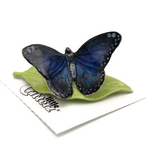Little Critterz Blue Morpho Butterfly Venus - Handcrafted Home Decor Bird Decorative Figurine - Miniature Porcelain Figurine