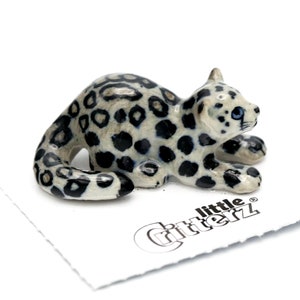 BRETOYIN Snow Leopard Figure Black Panther Figurine 5PCS Realistic Cheetah  Toys Baby Leopard Figurine Collectible for Boys and Girls Cake Toppers