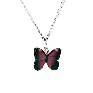 Little Critterz Jewelry Butterfly Violet Morpho - Handcrafted Birthday Gift Decorative Figurine - Necklace Pendant Porcelain Jewelry