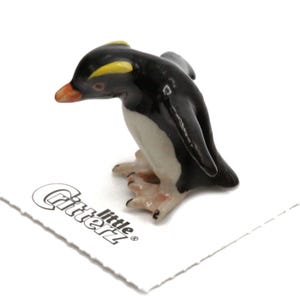 Little Critterz Penguin Rockhopper Penguin &quot;Pebbles&quot; - Handcrafted Home Decor Animal Decorative Figurine - Miniature Porcelain Figurine