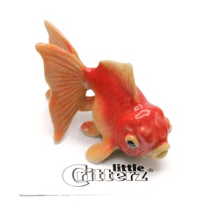 Little Critterz Fish Fantail Goldfish "Fancy" - Handcrafted Decorative Figuirne - Miniature Porcelain Figurine
