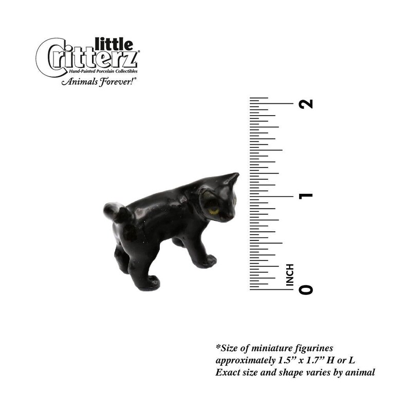 Little Critterz Black Cat Kitten "Onyx" - Handcrafted Home Decor Animal Birthday Gift Decorative Figurine - Miniature Porcelain Figurine Bild 3
