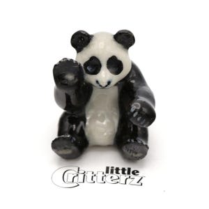 Little Critterz Panda Bear &quot;Ziao Liwu&quot; Animal - Handcrafted Home Decor Figurine Decorative Figurine - Miniature Porcelain Figurine