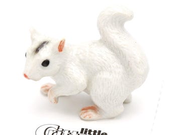 Little Critterz White Squirrel "Bree" - Handcrafted Home Decor Animal Birthday Gift Decorative Figurine - Miniature Porcelain Figurine