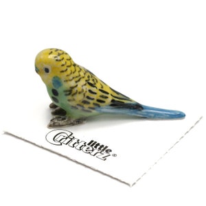 Little Critterz Parrot - Green Parakeet Mojito - Collectible Home Decor Bird Miniature Porcelain Figurine