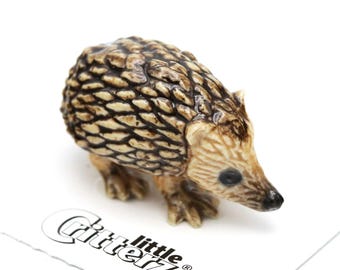 Little Critterz Hedgehog "Tiggy" Animal - Handcrafted Home Decor Animal Birthday Gift Decorative Figurine - Miniature Porcelain Figurine