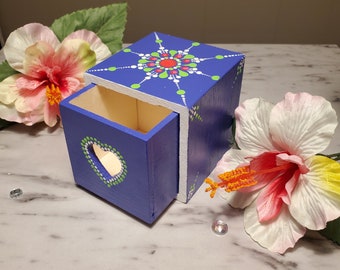 Mandala hand painted wooden jewerly box- Keepsake box