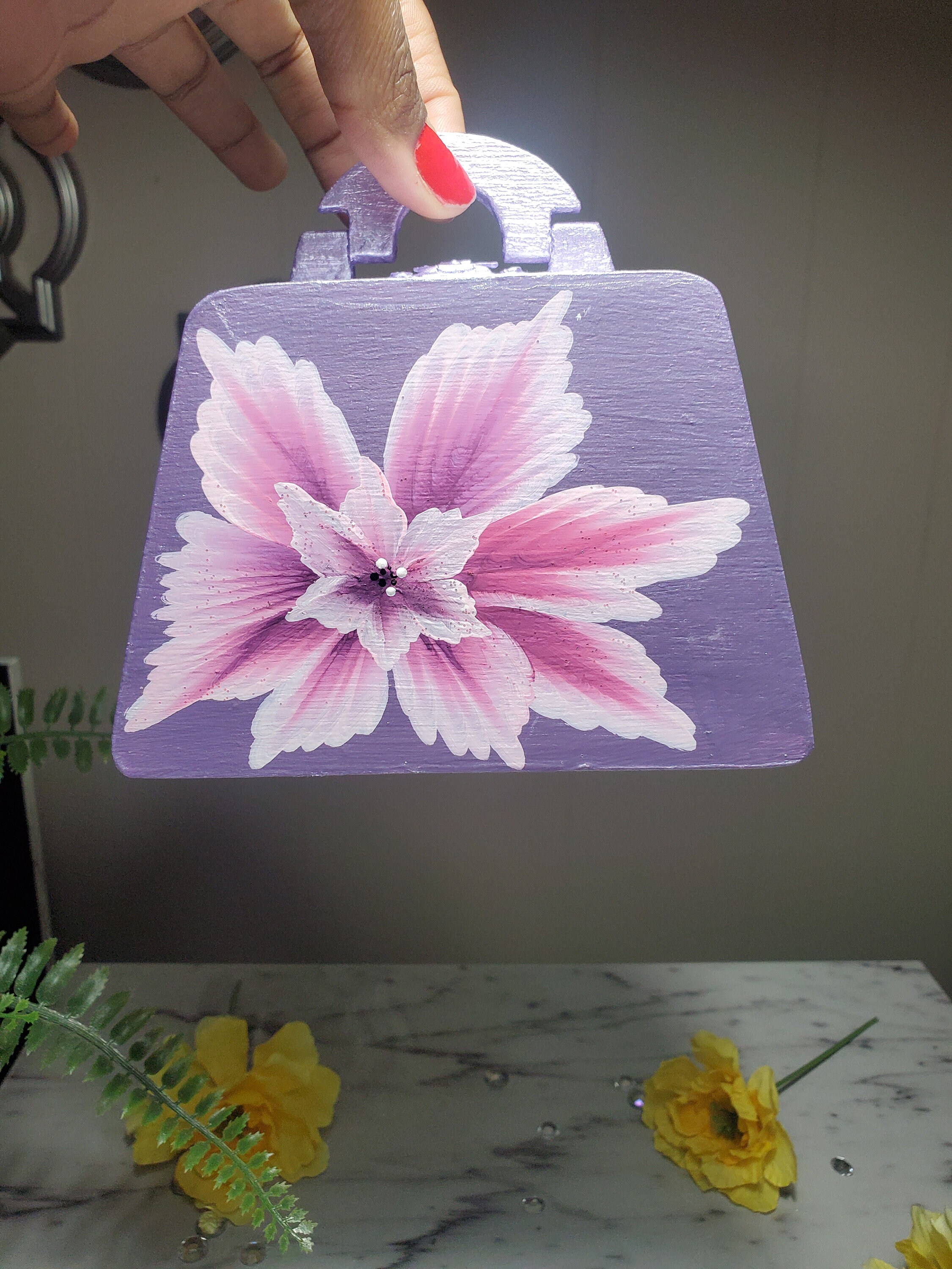 Wooden Purse Jewelry Box Hand Painted Mini Purse Gift for Her Etsy Canada