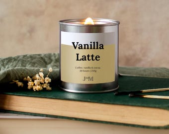 Vanilla Latte Wood Wick Candle, Coffee Scented Candle, Autumnal Scent