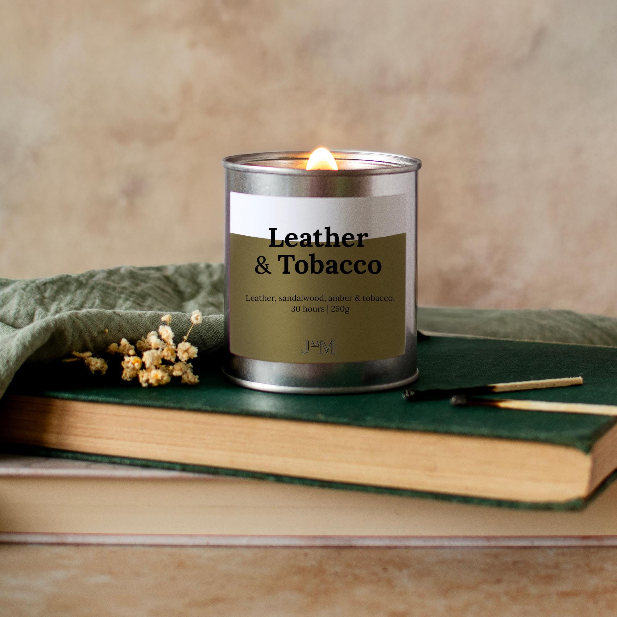tobacco and leather candle Whiskey + + Leaf Middle Notes Tuscany Candle Homme + Heritage