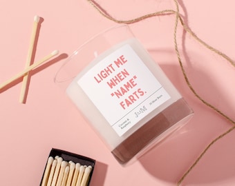 Personalised Fart Extinguisher Candle. Customised Name Cheeky Gifts.