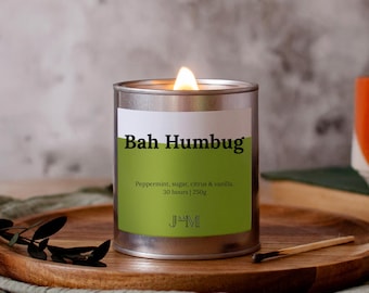 Bah Humbug Wood Wick Candle - Christmas Candle - Christmas Gifts For Grumpy Recipient - Humbug Gifts