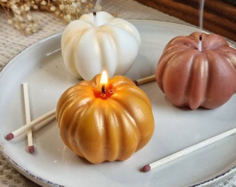 Pumpkin candle. 3 candles Pumpkin candle set. Pumpkin decor.  Autumn pumpkins. Set of pumpkins