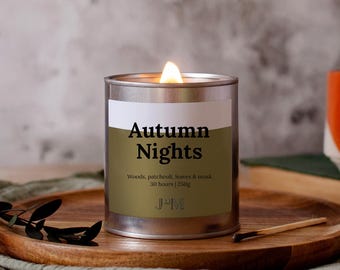 Autumn Nights Candle - Wood Wick Autumnal Candle -  Autumn Home Fragrance - Woody Musk Candle