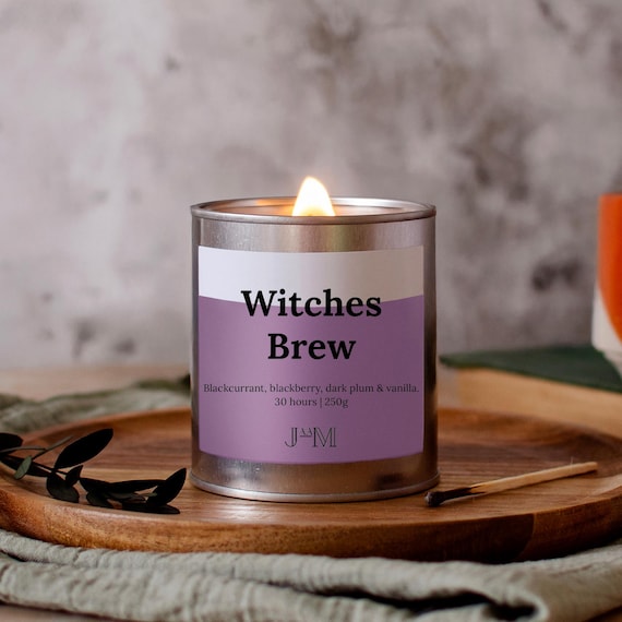 Witches Brew Wood Wick Candle, Autumn Scented Crackle Wick