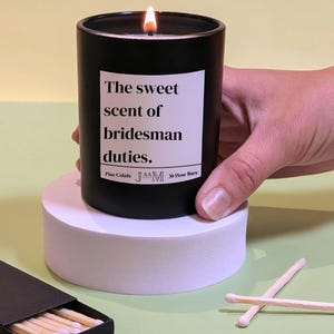 Trauzeugen Geschenk. Brautmannspflicht. Brautmann Antrag. Kerze für heim.  Brautjungfer für ihn Geschenk.