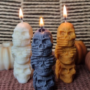 Skull decor. Skull candle. Halloween skull candle. Halloween decor.