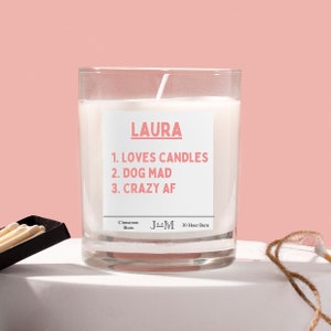 Personalised candle. Personalised gift. Your words here. Definition gift. Funny personalised gift.