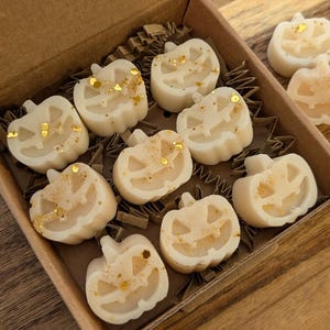 Pumpkin spice Halloween wax melt. Spooky pumpkin halloween wax melts box. Wax melts Halloween. Home decor Halloween inspired wax melts