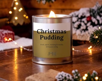 Christmas Pudding Scented Wood Wick Candle - Christmas Candle - Christmas Gifts Pudding - Xmas Pudding Lover Gift