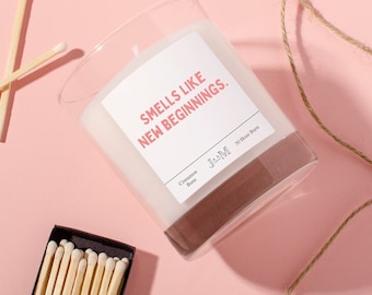 Smells like new beginnings candle. New beginnings gift for her. Fresh start candle