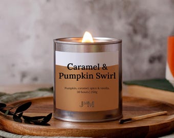 Caramel & Pumpkin Swirl Autumn Candle - Wood Wick Autumnal Candle -  Autumn Home Fragrance - Pumpkin Caramel Candle