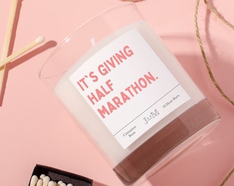 Marathon Geschenk. HalbMarathon. Es gibt einen Marathon. Halbmondrennen Kerze Geschenk.