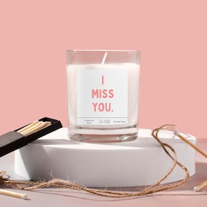 I miss you candle. Missing you gifts for her. Miss you sending love candle