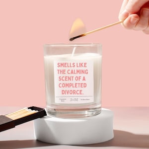 Divorce gift. Completed divorce. Funny divorce. Congratulations. Candle gift.