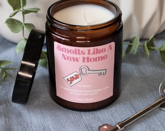 Housewarming candle gift. Personalised housewarming New home gift. Personalised candle