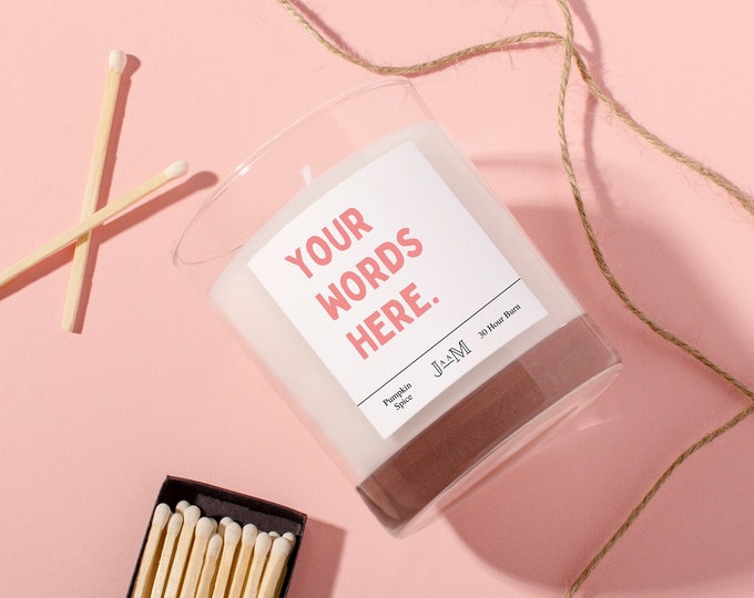 Personalised candle. Your lyrics here. Customised lyrics gift candle. Add your lyrics. Custom candle.