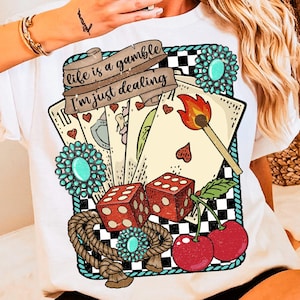Life is a Gamble PNG Design, Retro Turquoise Western Sublimation, Country PNG, Wild West Gifts, Retro Cowboy Png, Digital Download PNG