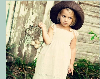 Sewing pattern for Girls Shirred Dress, PDF downloadable sewing tutorial, simple sundress for infant, toddler or tween girl