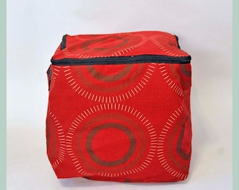 Zippered Storage Cube Box, PDF downloadable sewing pattern and tutorial for home storage organization, easy fabric ottoman bag