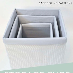 Storage Cube Box, PDF downloadable sewing pattern and tutorial for home storage organization, easy cubby bin basket